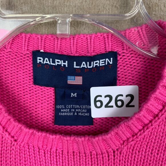 Ralph Lauren Polo Sport 100% Cotton Sweater M Pink Crew Neck Barbie Preppy Y2k - Picture 6 of 14